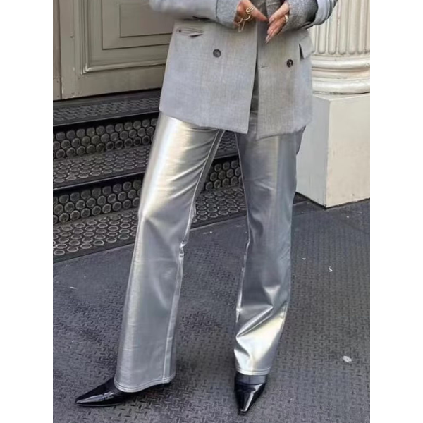 pantalon argenté tendance femme