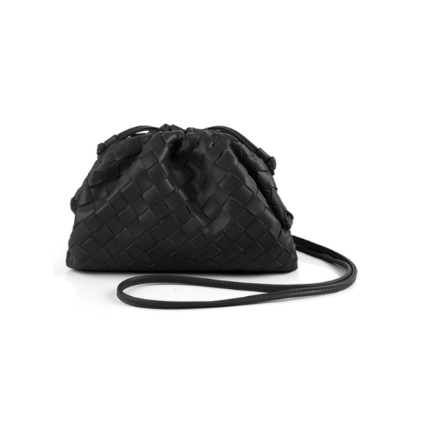 mini sac à main noir tissé en cuir