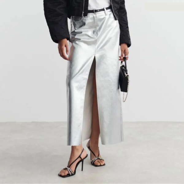 Sequined pencil skirt - Gris clair/argenté - FEMME | H&M FR