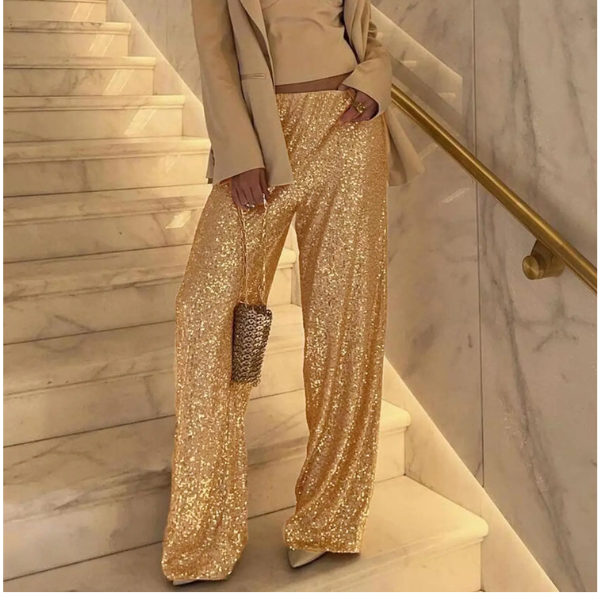 pantalon à paillettes doré femme occasions spéciales