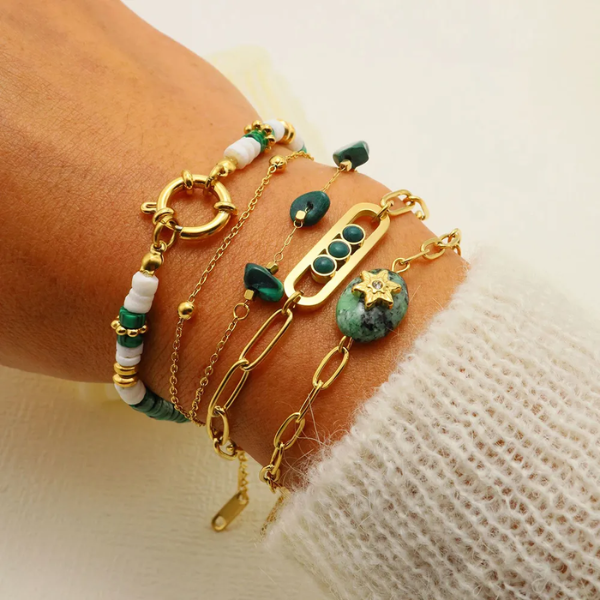 bracelet vert bohème pierre naturelle