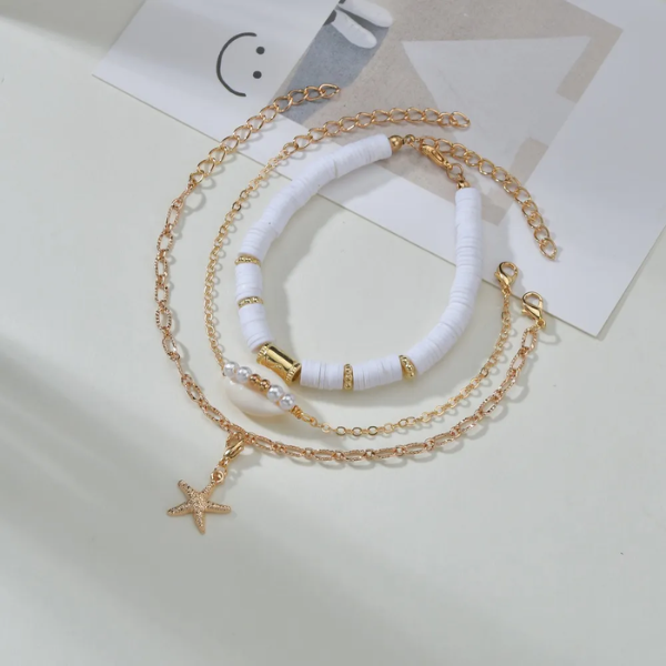 bracelets blancs et dorés tendances bohème