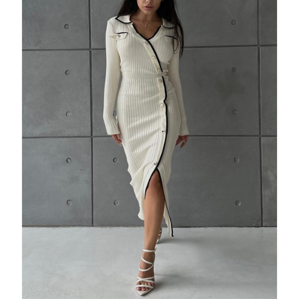 robe chic blanche en tricot femme