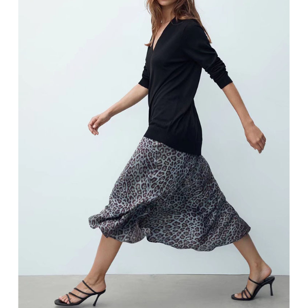 jupe taille haute imprimée léopard femme hiver