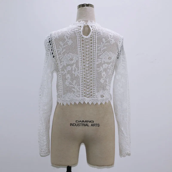 chemisier en dentelle blanc transparent femme