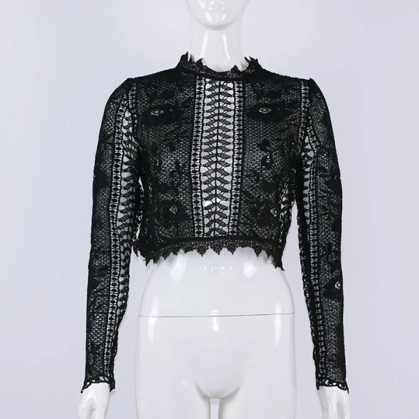 chemisier en dentelle noir transparent femme