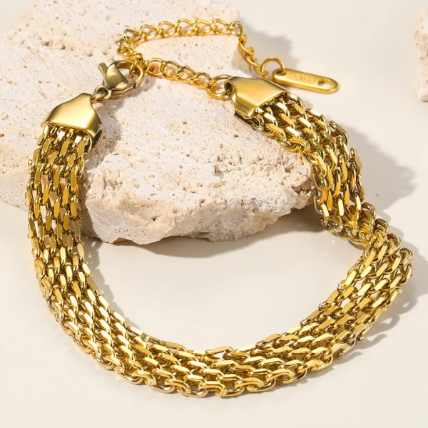 bracelet torsadé tressé en titane plaqué or