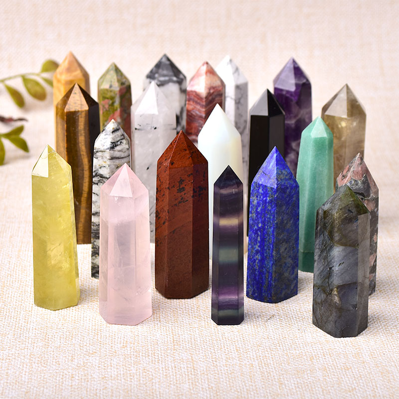 Pierres-naturelles-36-couleurs-pointe-en-cristal-am-thyste-Quartz-Rose-pierre-de-gu-rison-nergie