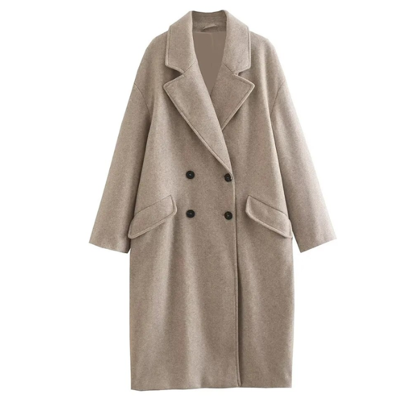 manteau long oversize en laine beige femme