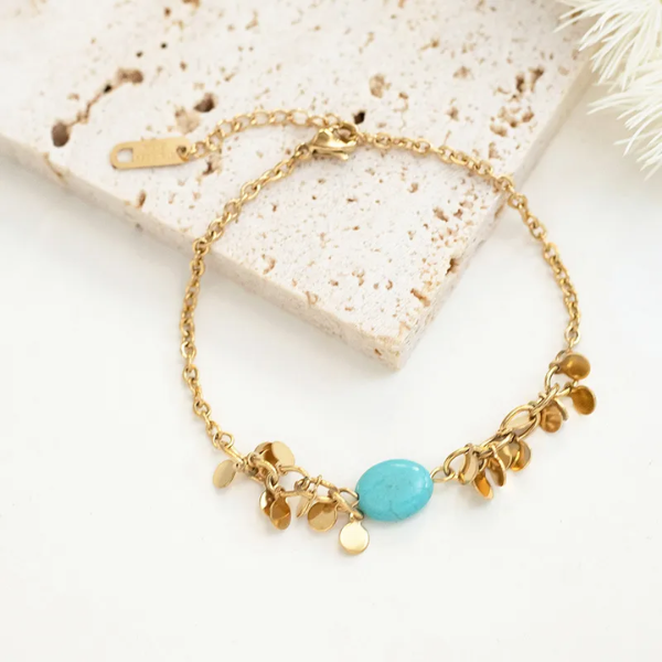 bracelet pierre naturelle acier inoxydable breloque