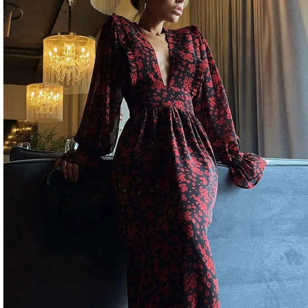 robe longue hiver décolleté profond femme