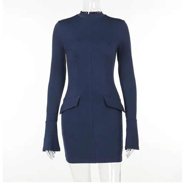 robe bureau femme bleu marine à poches