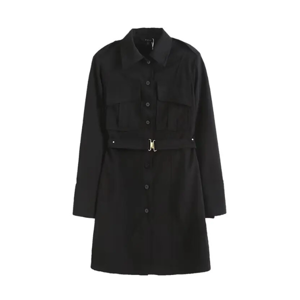 robe courte noire ceinture élégante femme chic