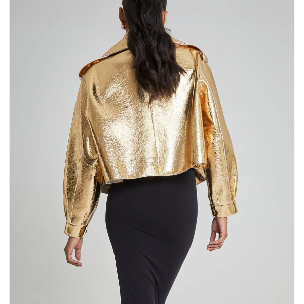 perfecto en cuir gold doré brillant femme original chic