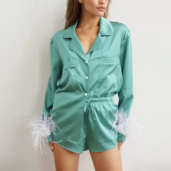 pyjama femme vert chic short en satin