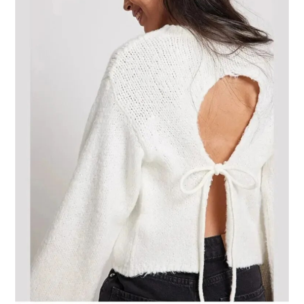 pull blanc tendance femme dos nu