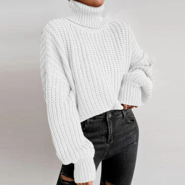 pull col roulé blanc femme