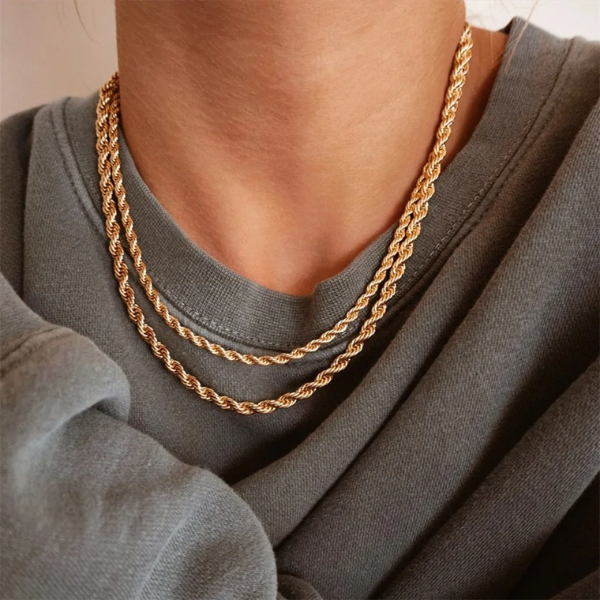 Collier de chaîne de corde en acier inoxydable