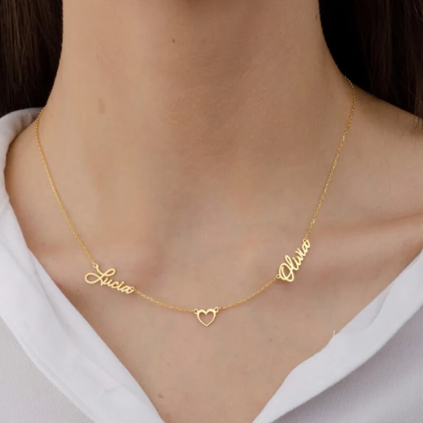 collier personnalisable prénoms plaqué or 24k