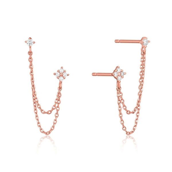 boucle doreille double trou or rose