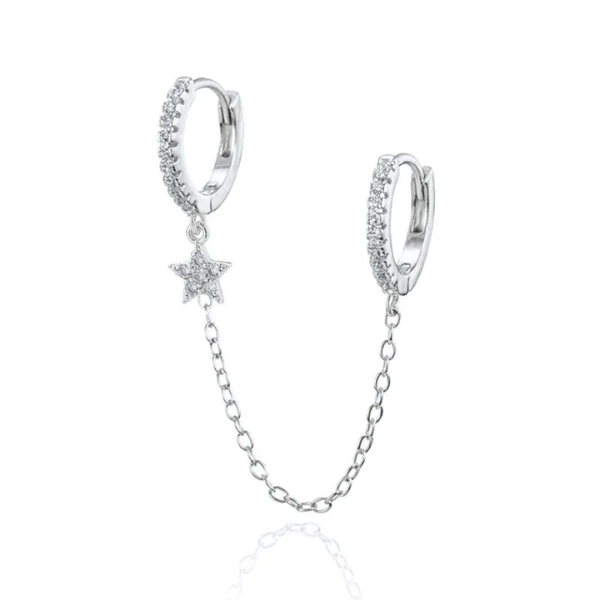 boucle doreille double trous étoile argent 925