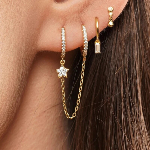 boucle doreille double trous étoile