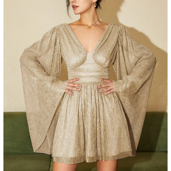 robe de soirée courte dorée femme