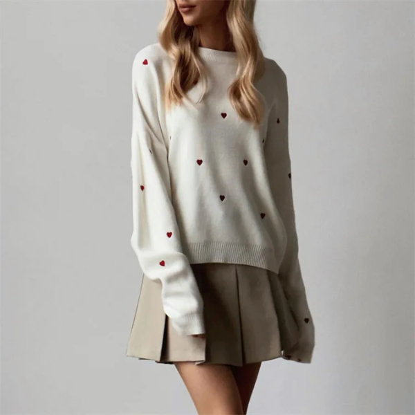 pull blanc coeur femme