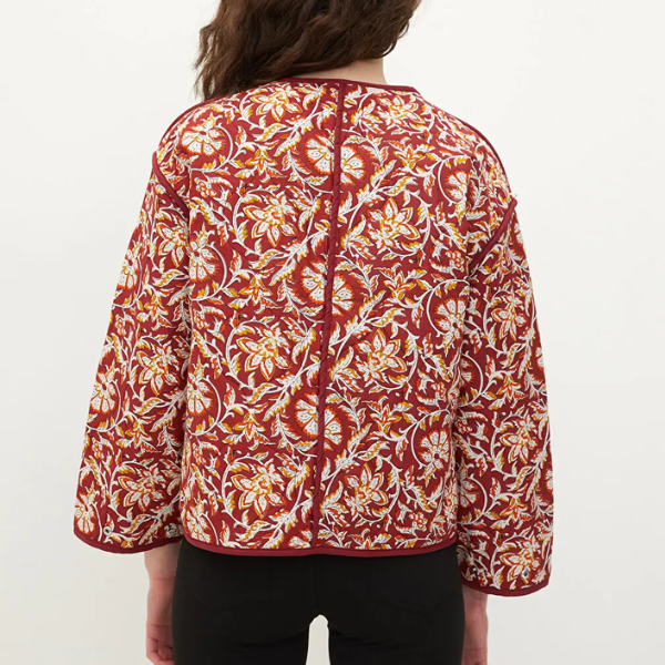 veste matelassée imprimée rouge fleurie femme