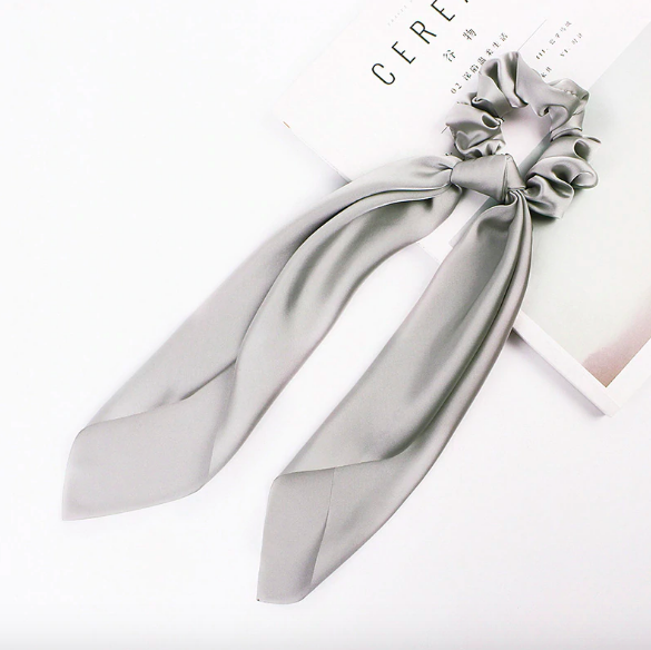 Foulard chouchou élastique accessoire cheveu bohème femme gris