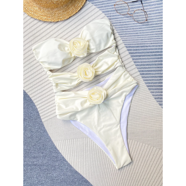 Maillot de bain une pièce taille haute blanc femme 2024