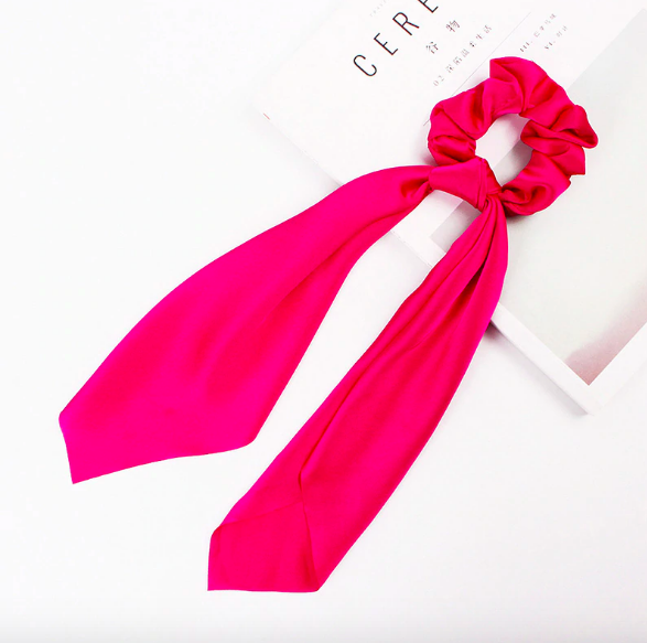 Foulard chouchou élastique accessoire cheveu bohème femme rose fushia