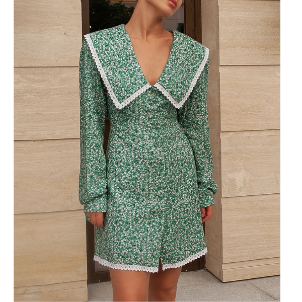 robe fleurie verte vintage femme