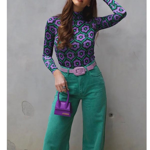 haut tendance imprimé hippie chic violet