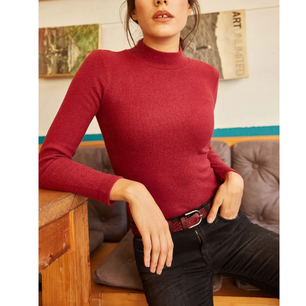 pull basique bordeaux cachemire femme