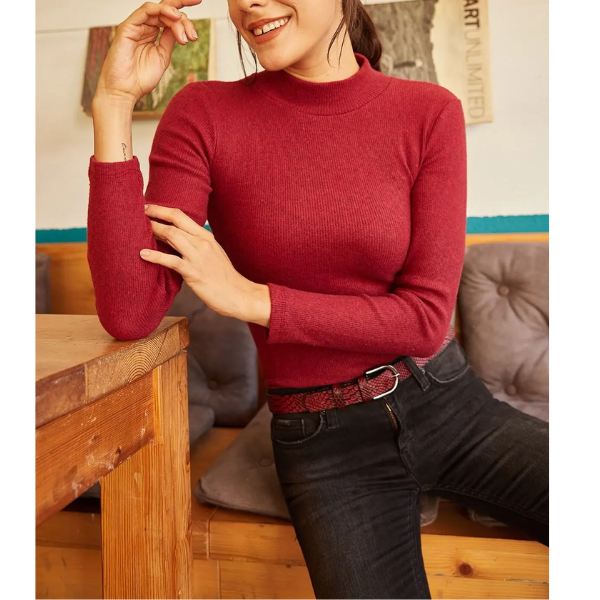pull classique bordeaux femme