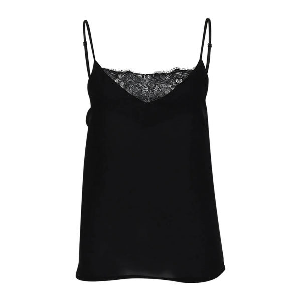 top à bretelles noir en dentelle femme