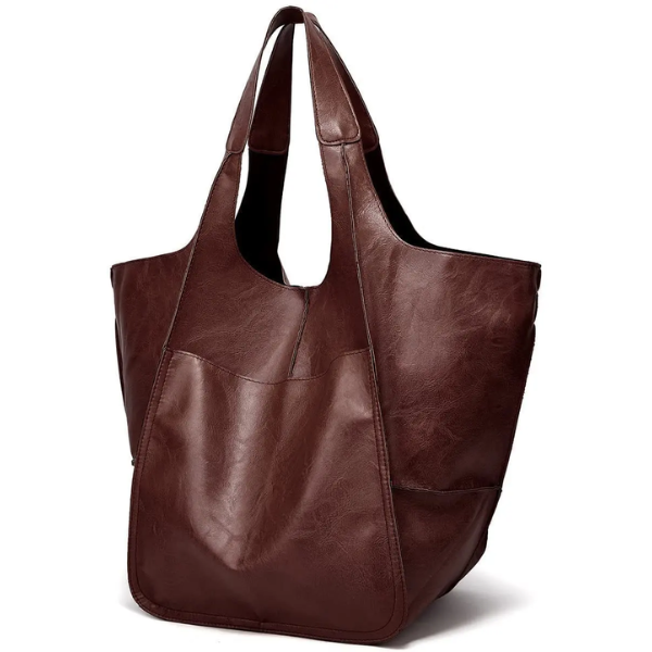 grand sac cabas marron en cuir