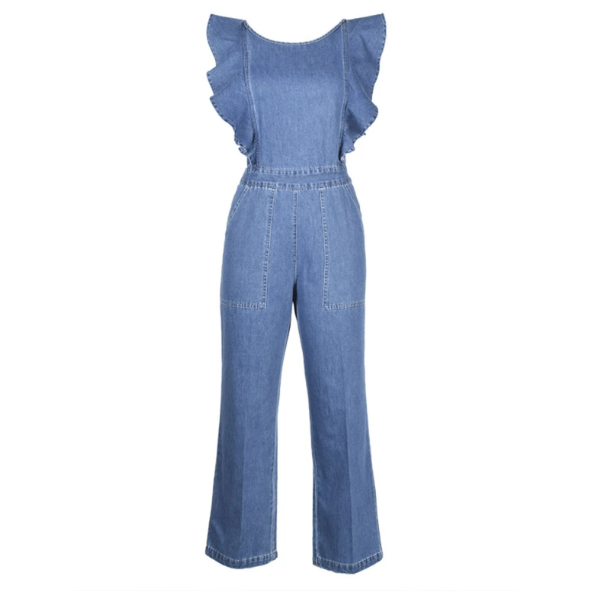 combinaison en denim à volants femme