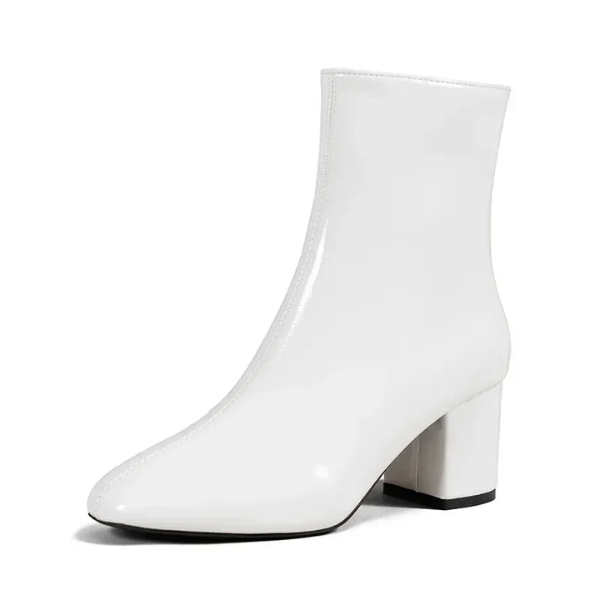 bottines blanches à petit talon
