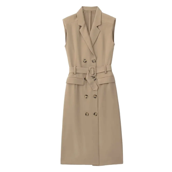 robe mi-longue beige femme tendance printemps été