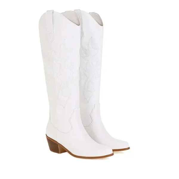 bottes santiags hautes blanches femme