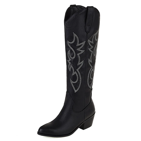 bottes santiags hautes noires femme (2)