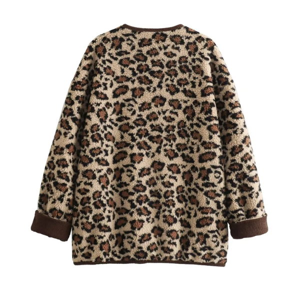 veste en laine fourrure léopard