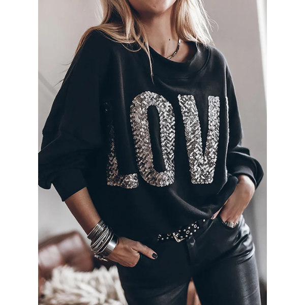 sweat noir love tendance femme 2024