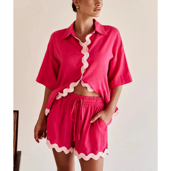 ensemble décontracté rose chic femme été 2024