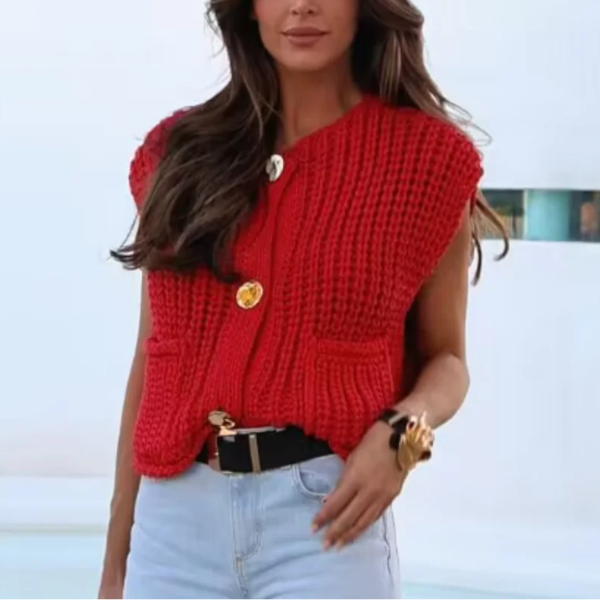 gilet sans manches rouge femme