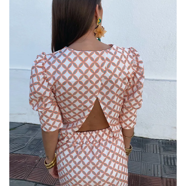 Maxi Jupe Femme Orange Motif Géométrique - Autograph Viscose Taille 18 Zippée