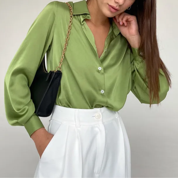 chemisier soie vert chic femme