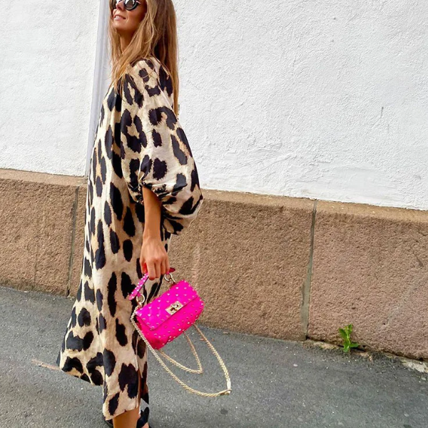 robe longue imprimée léopard